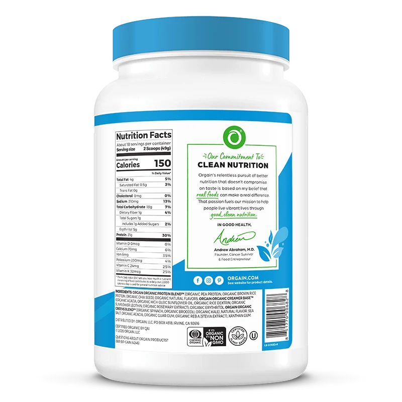 Organic Protein™ & Greens Plant Based Protein Powder - Vanilla Bean