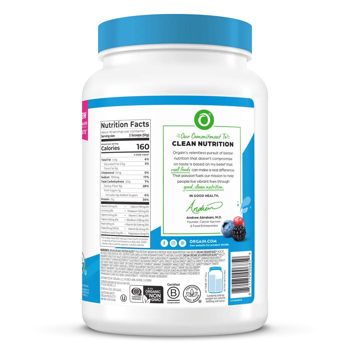 Organic Protein™ & Superfoods Plant Based Protein Powder - Vanilla bean