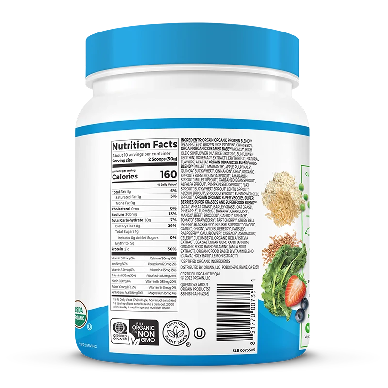 Organic Protein™ & Superfoods Plant Based Protein Powder - Vanilla bean