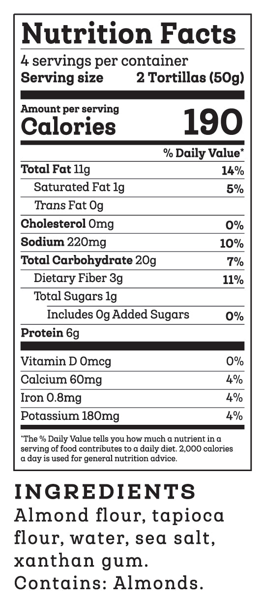 Almond Flour Tortillas - 6 Packs