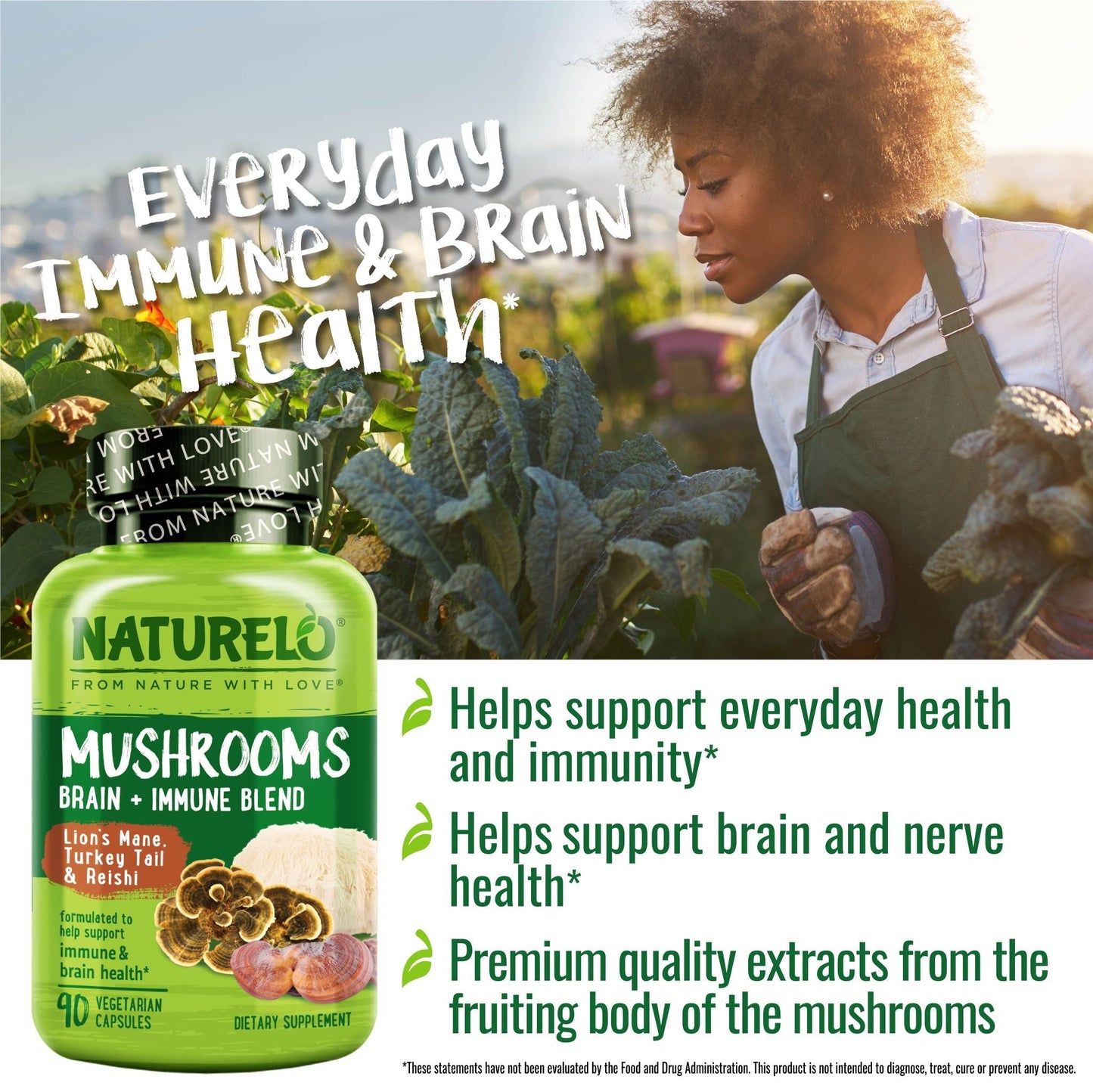 Mushroom Supplement with Lion's Mane, Turkey Tail and Reishi