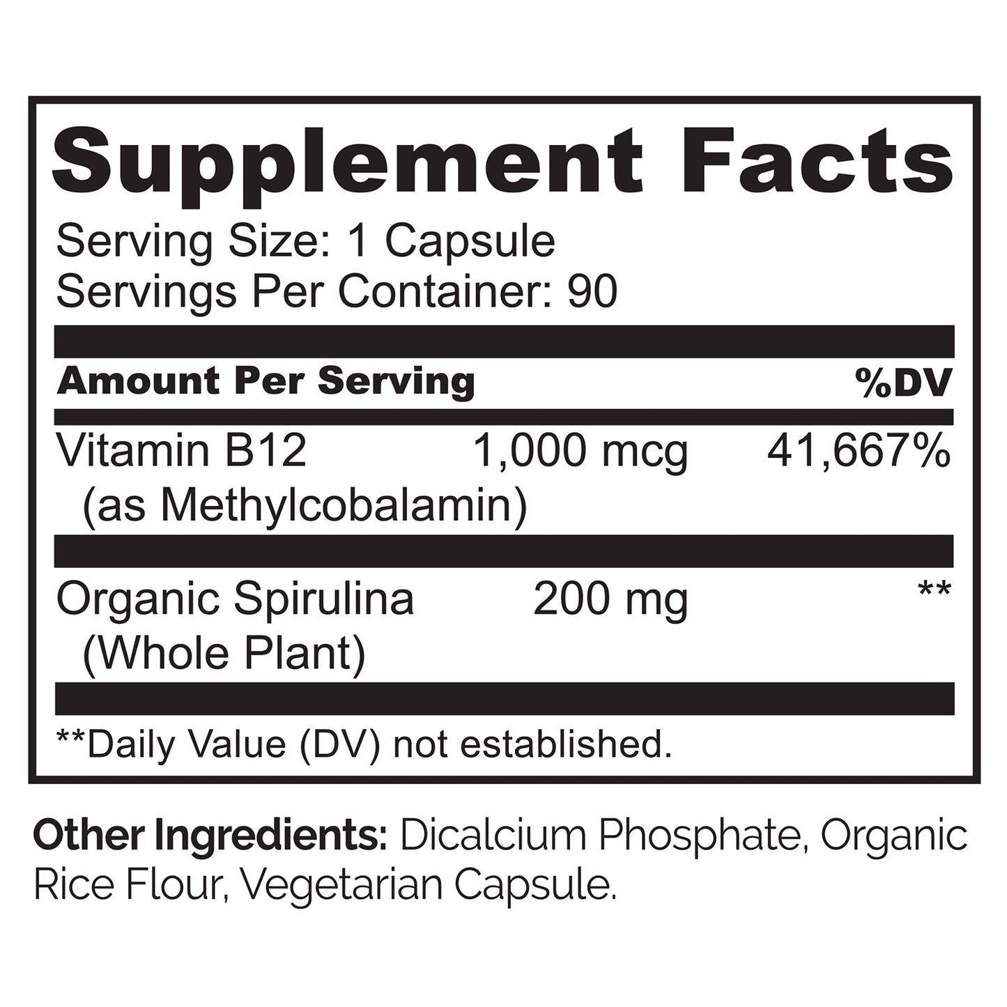 Vegan Vitamin B12 Supplement With Spirulina