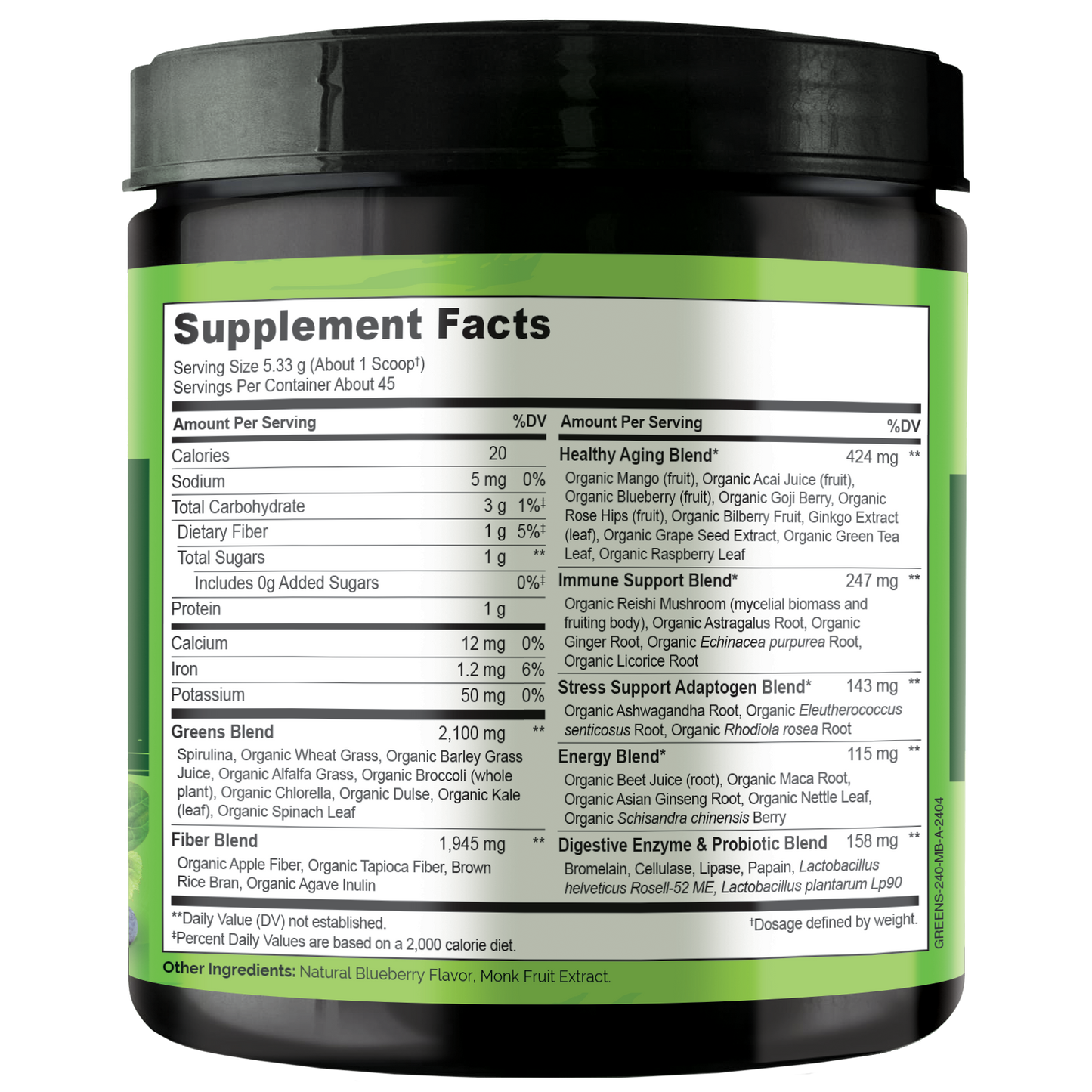 Raw Greens Superfood Powder, Organic Superfood Blend