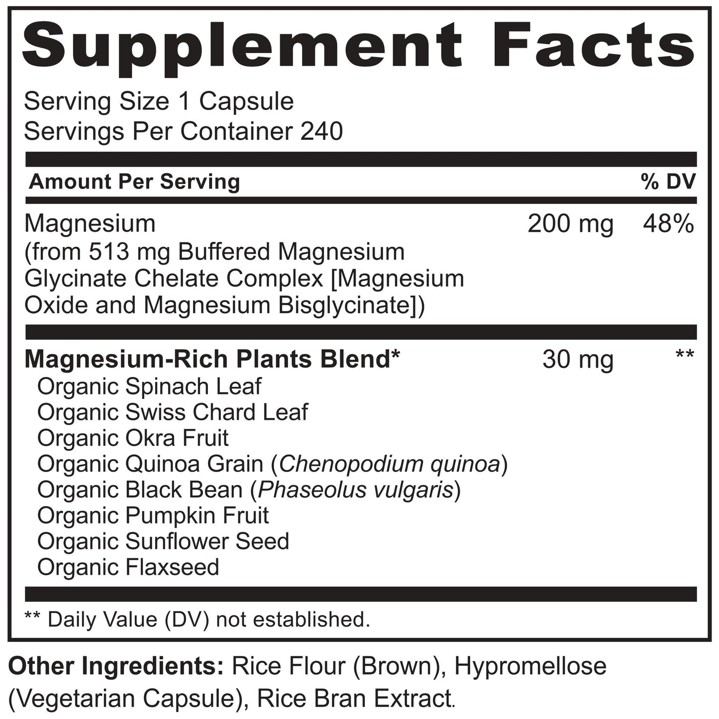 Plant-Based Magnesium Glycinate Complex Supplement