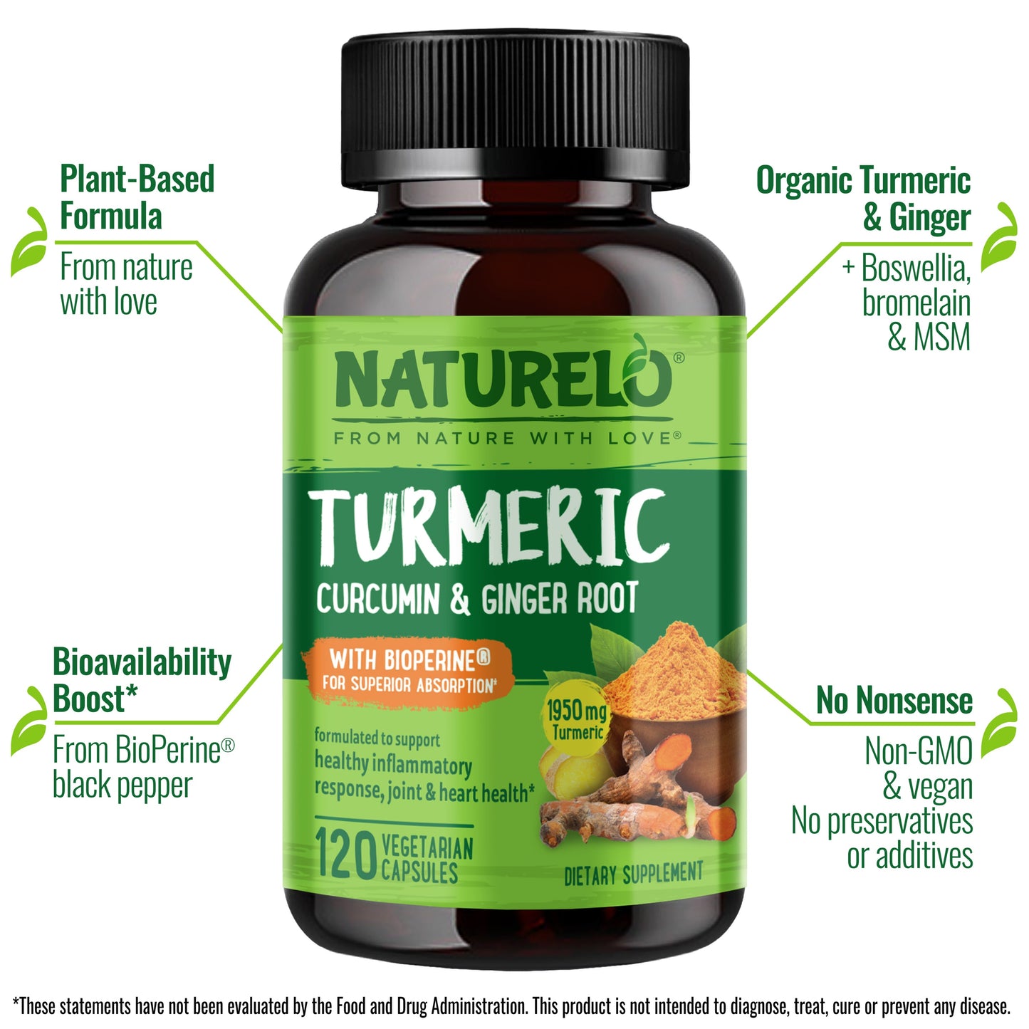 Plant-Based Turmeric Supplement with BioPerine for Enhanced Absorption