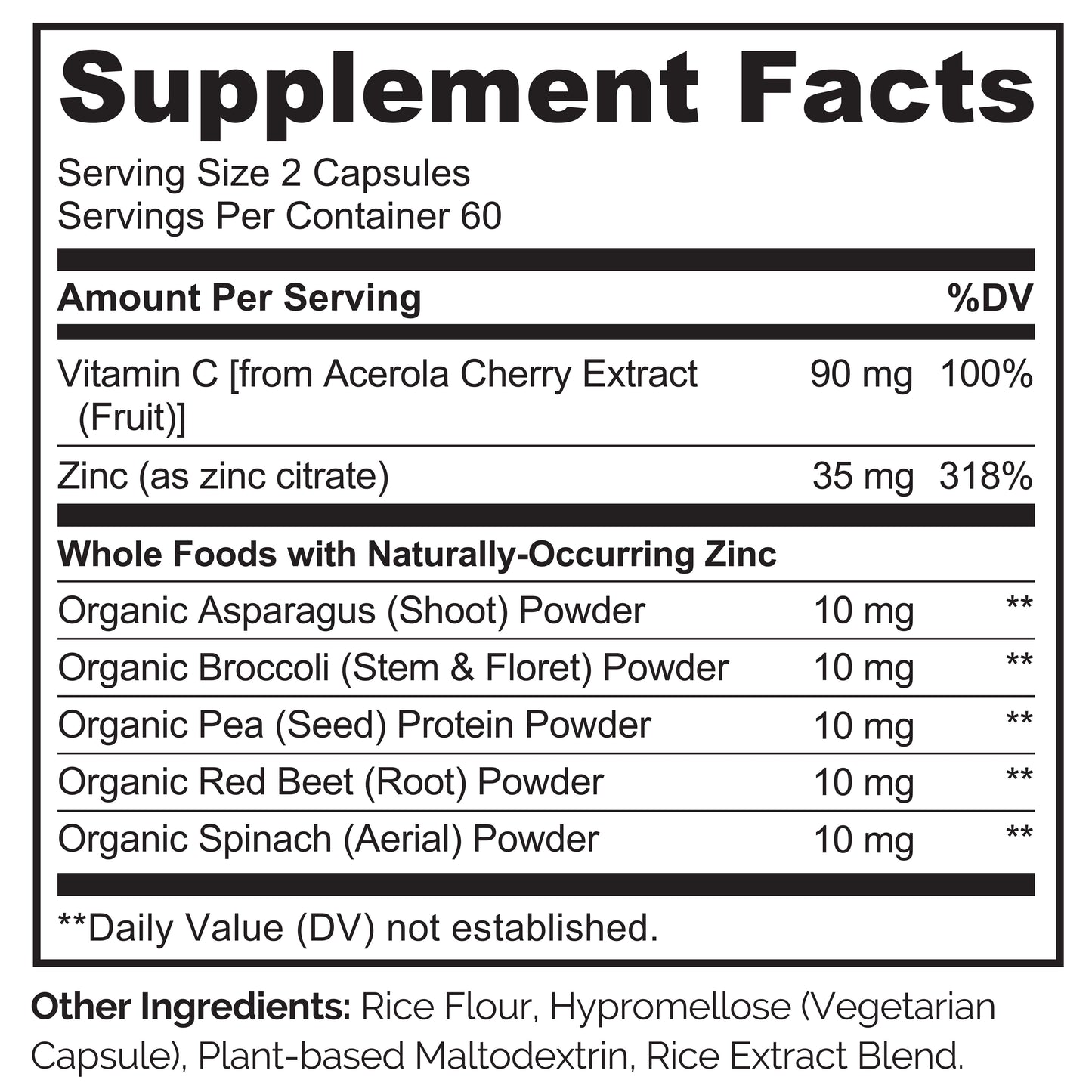 Whole Food Vegan Zinc Complex Supplement