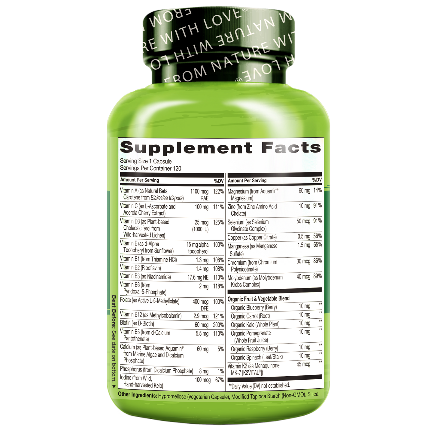 One Daily Multivitamin for Men Over 50 - Vegan Friendly, Plant-Based, Whole Food Vitamin