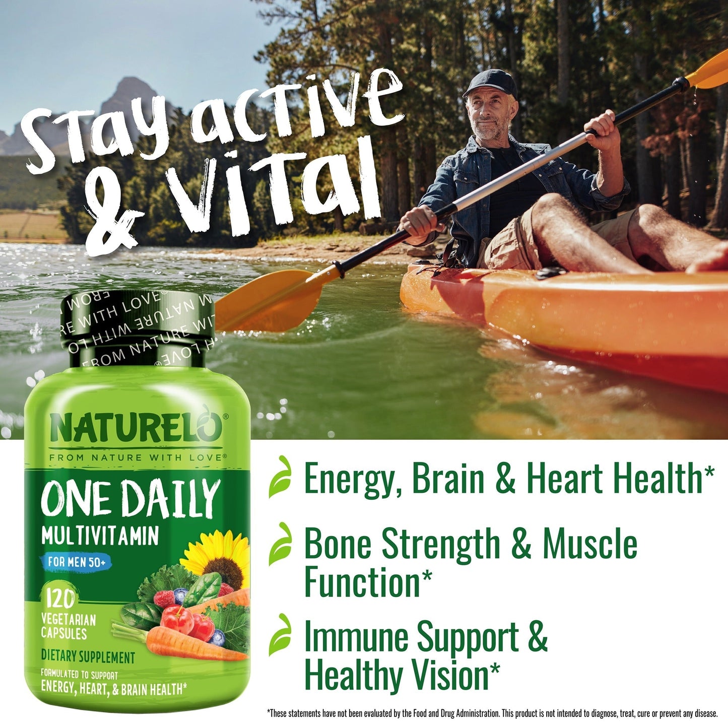 One Daily Multivitamin for Men Over 50 - Vegan Friendly, Plant-Based, Whole Food Vitamin