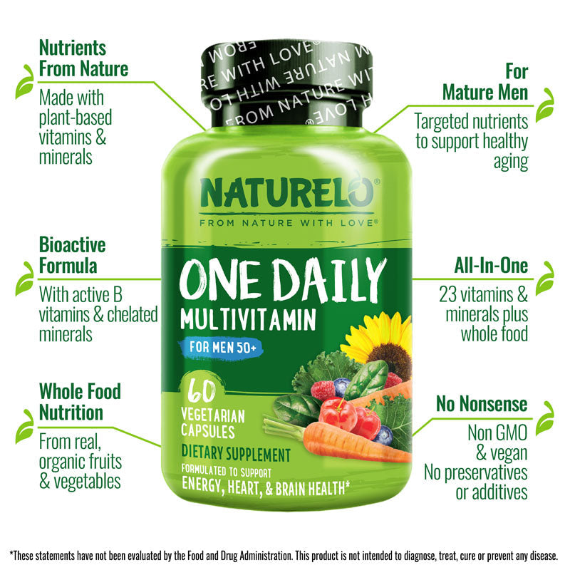 One Daily Multivitamin for Men Over 50 - Vegan Friendly, Plant-Based, Whole Food Vitamin