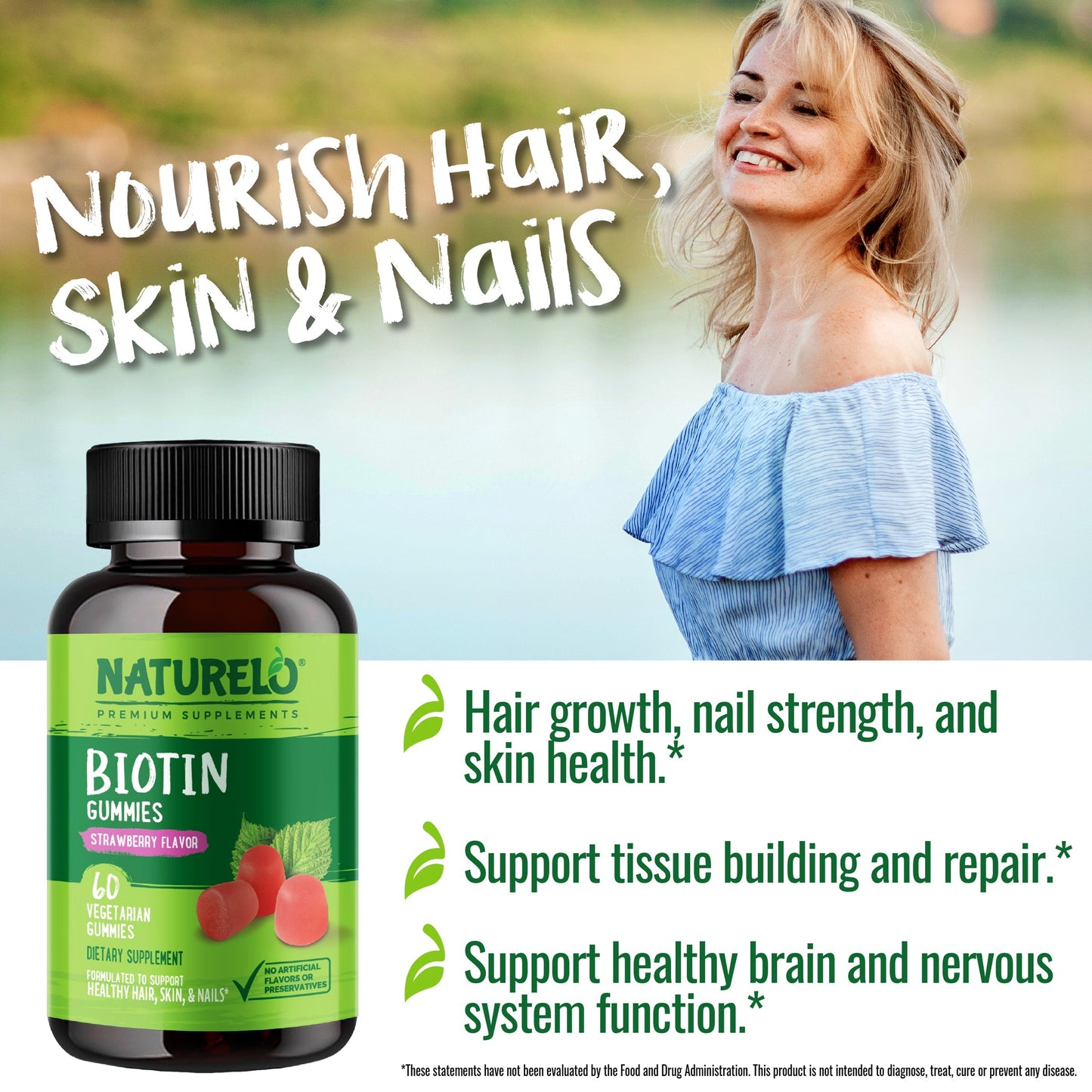 Biotin Gummy Supplement Support Healthy Hair, Skin and Nails