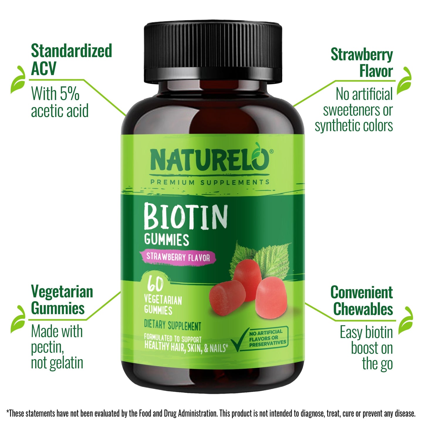 Biotin Gummy Supplement Support Healthy Hair, Skin and Nails