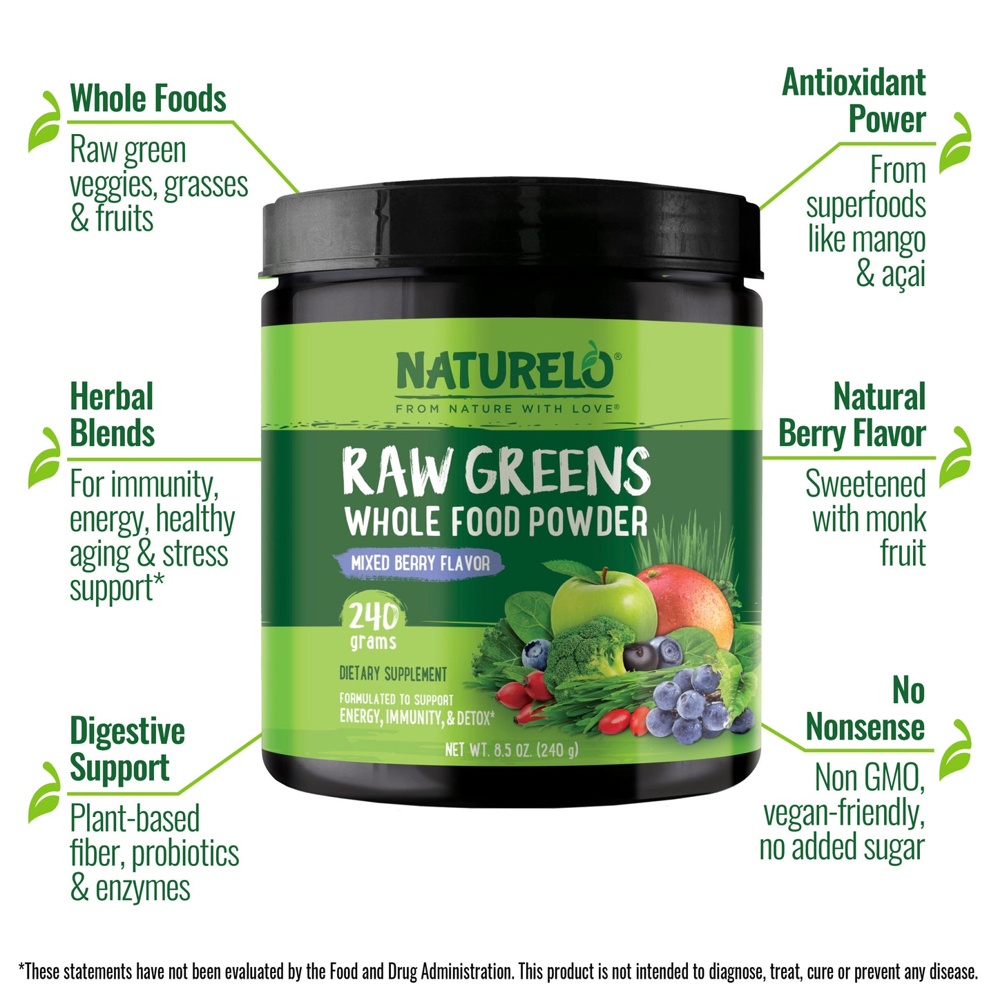 Raw Greens Superfood Powder, Organic Superfood Blend