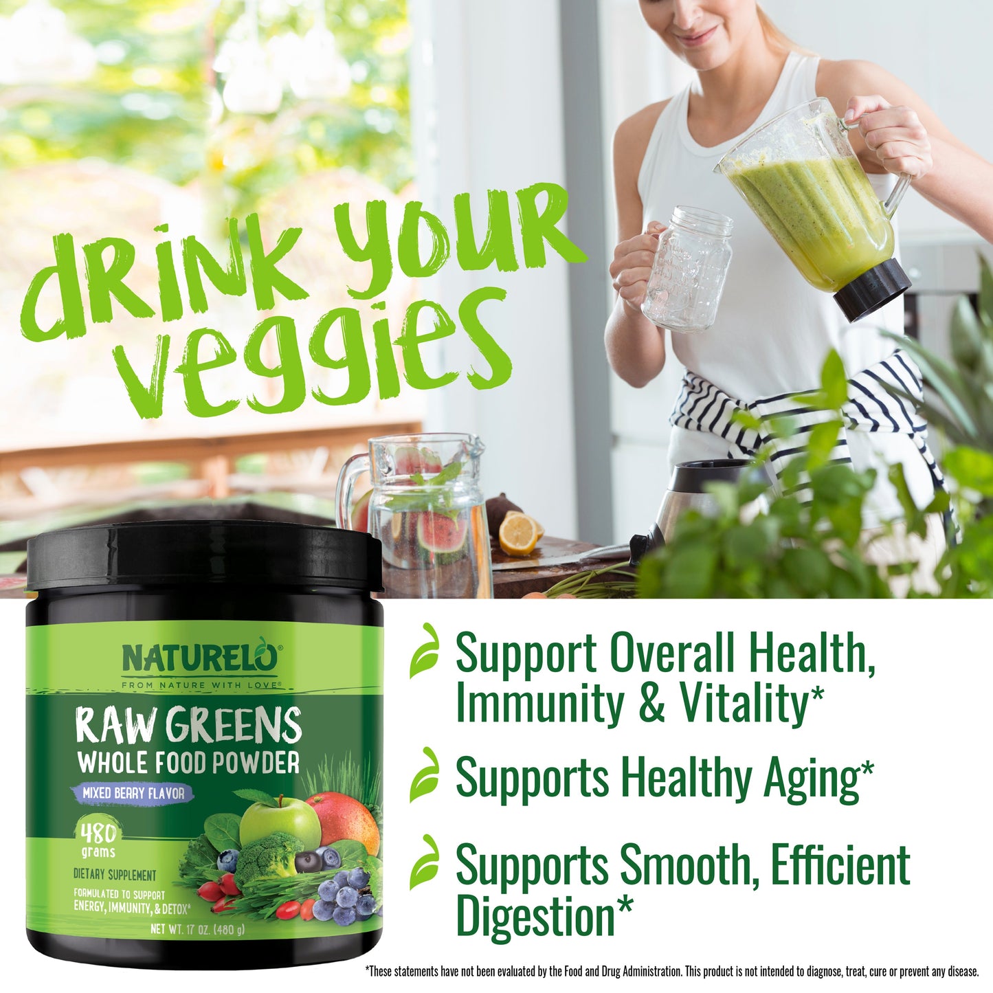 Raw Greens Superfood Powder, Organic Superfood Blend