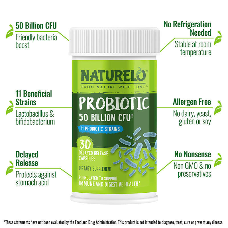 Vegan Probiotic Supplement with 50 Billion CFU and 11 Researched Probiotic Strains