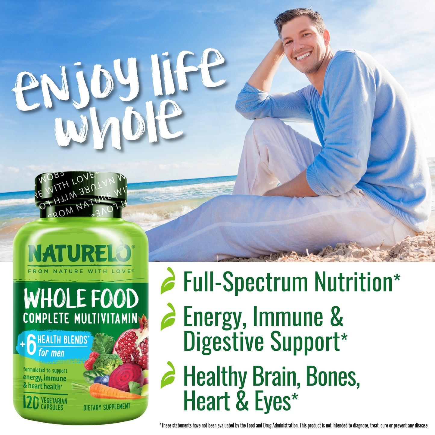 Whole Food Multivitamin for Men, Plant-Based and Vegan Friendly