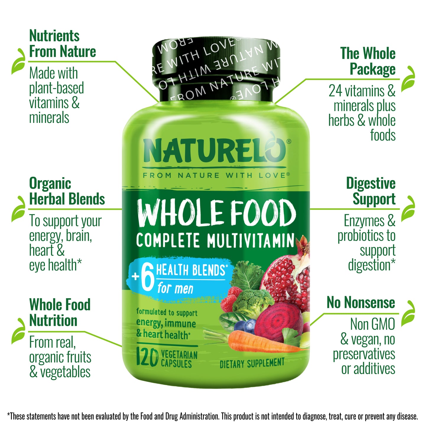 Whole Food Multivitamin for Men, Plant-Based and Vegan Friendly