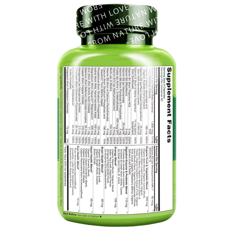 Whole Food Multivitamin for Men, Plant-Based and Vegan Friendly