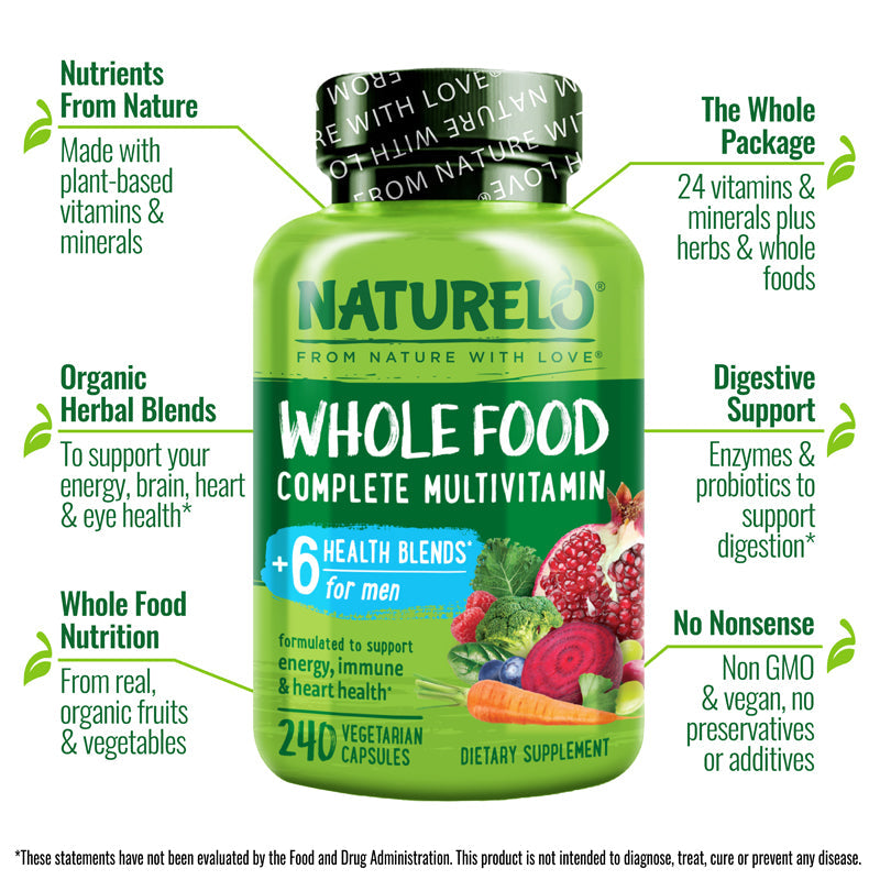 Whole Food Multivitamin for Men, Plant-Based and Vegan Friendly