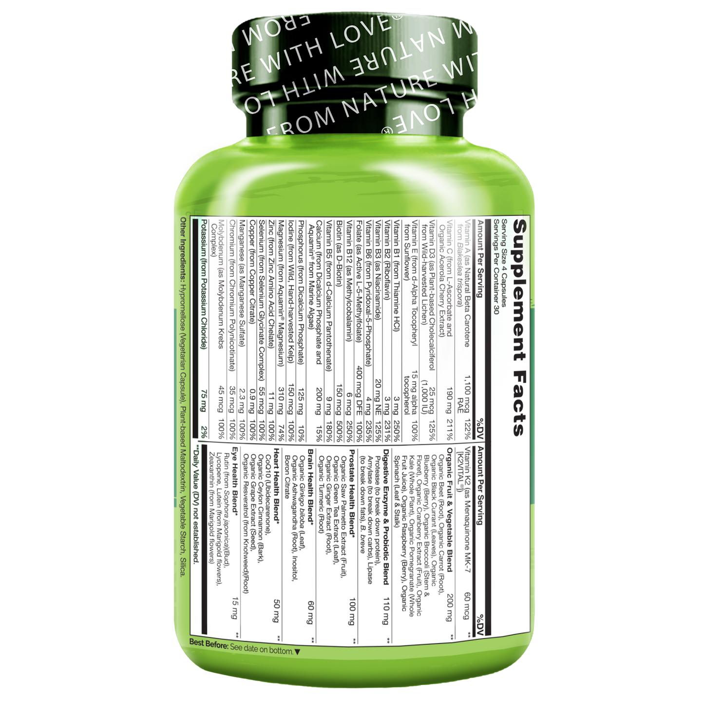 Whole Food Multivitamin for Men Over 50, Plant-Based, Vegan Friendly