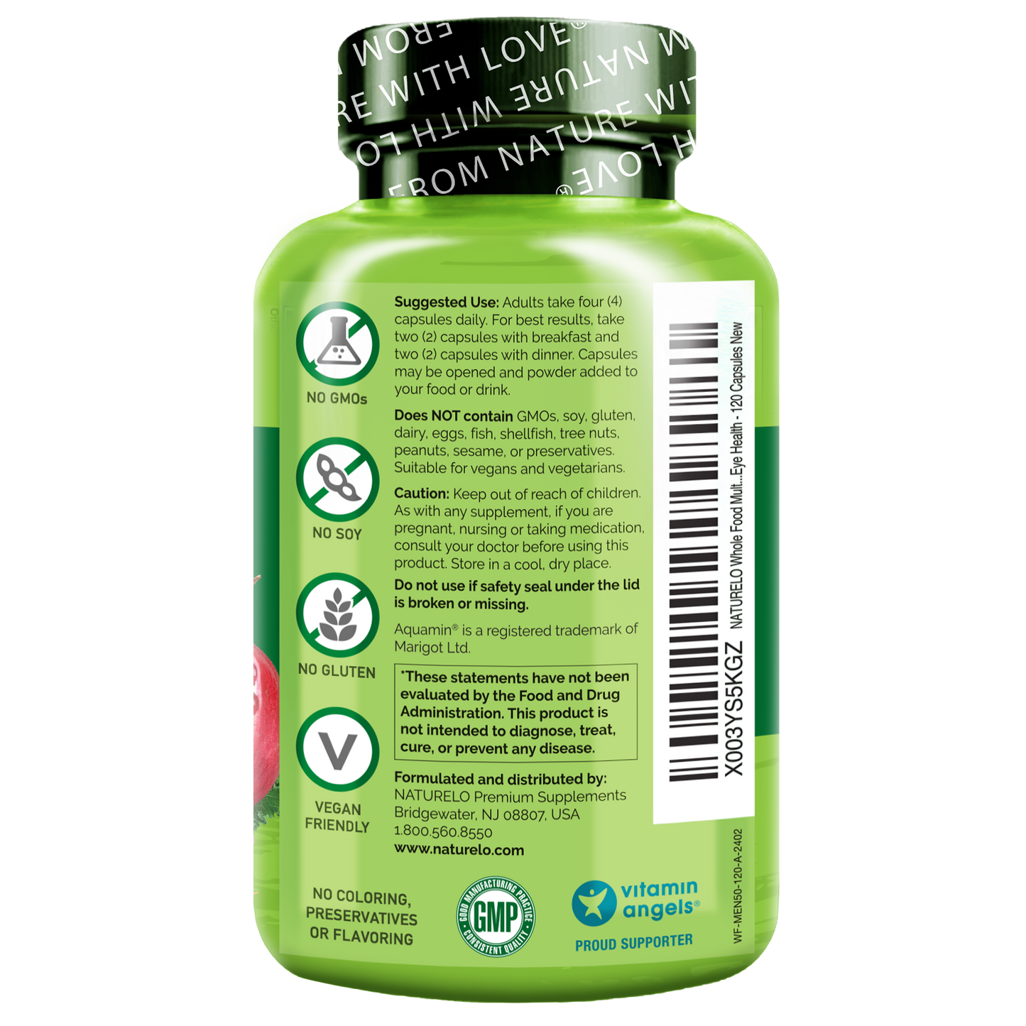 Whole Food Multivitamin for Men Over 50, Plant-Based, Vegan Friendly