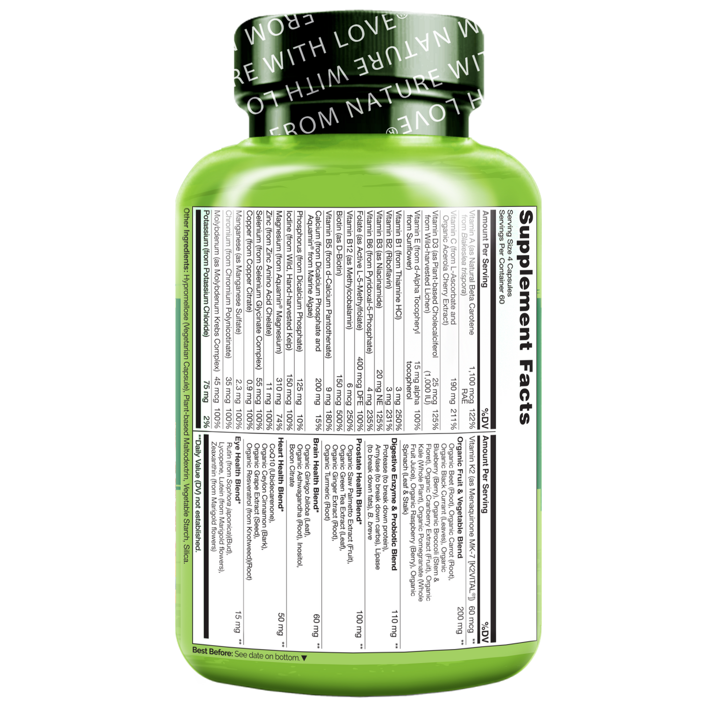 Whole Food Multivitamin for Men Over 50, Plant-Based, Vegan Friendly