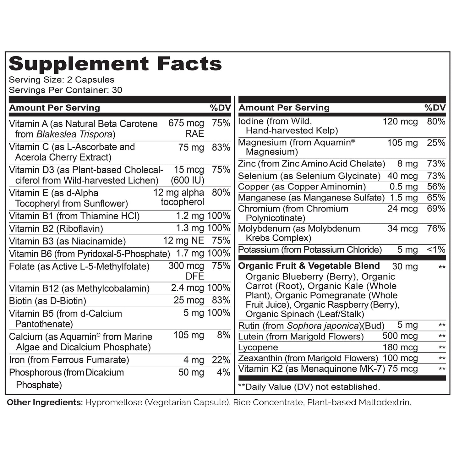 Whole Food Multivitamin for Teens, Boys and Girls