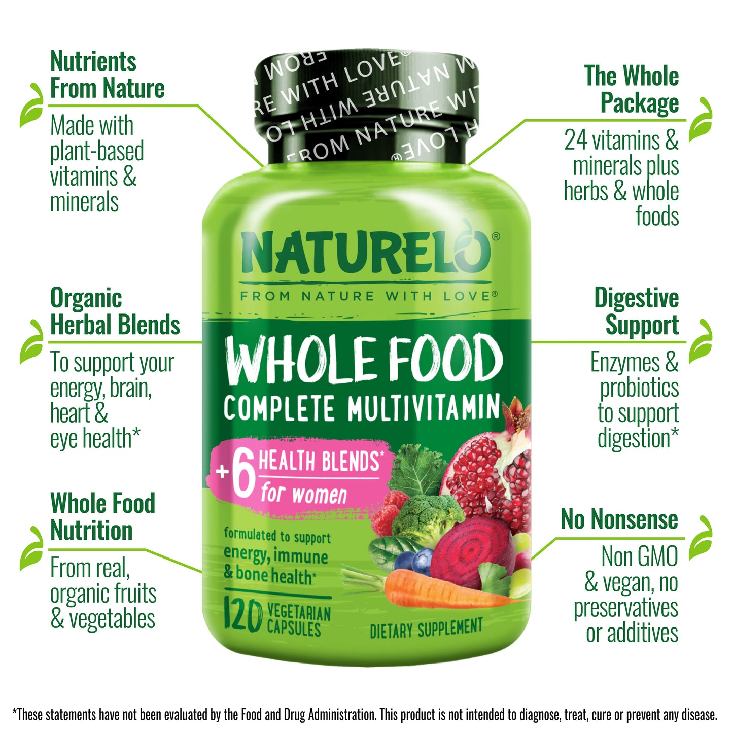 Whole Food Multivitamin for Women, Plant-Based, Vegan Friendly