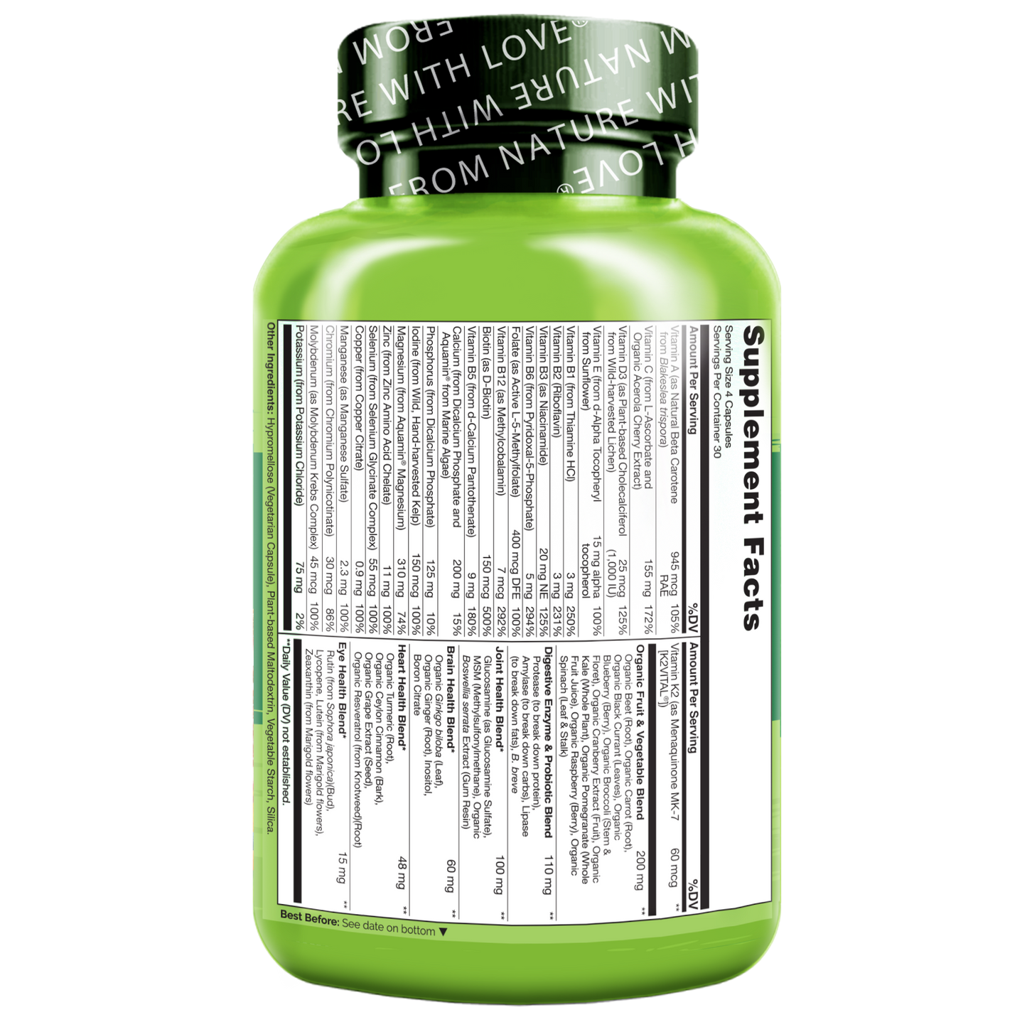 Whole Food Multivitamin for Women Over 50, Plant-Based, Vegan Friendly