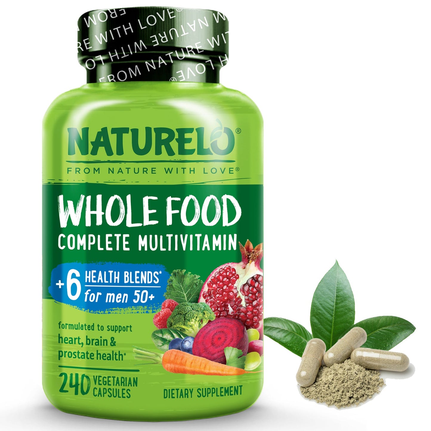 Whole Food Multivitamin for Men Over 50, Plant-Based, Vegan Friendly